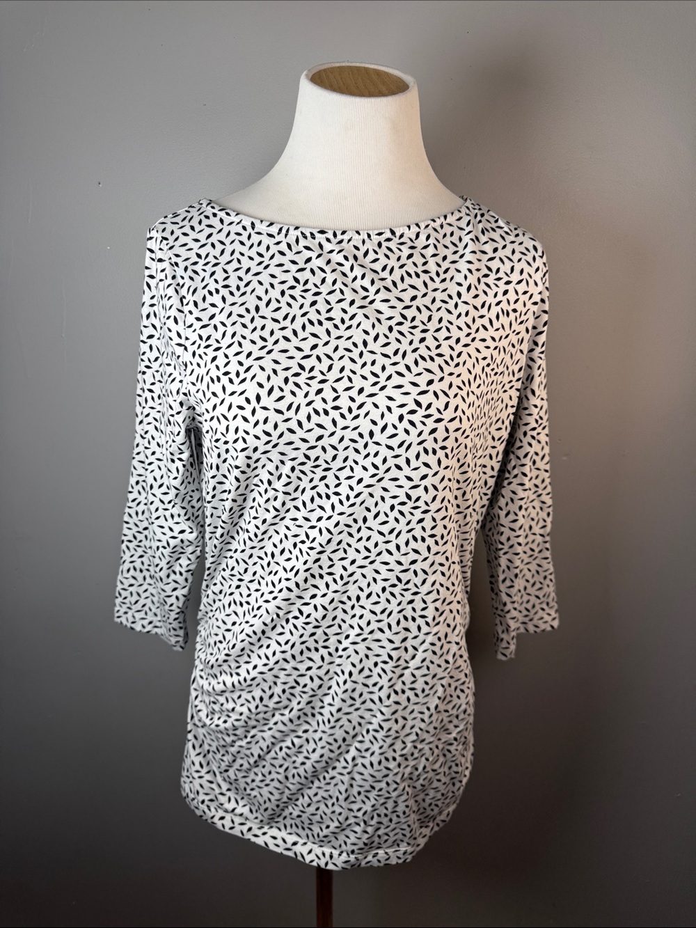 Women’s Black & White Patterned Boatneck Top